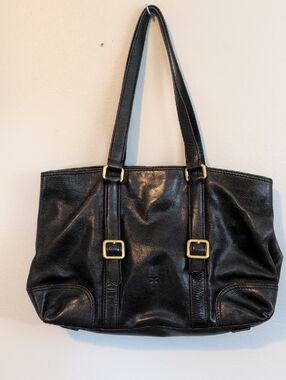 Black Leather Tote Shoulder Bag